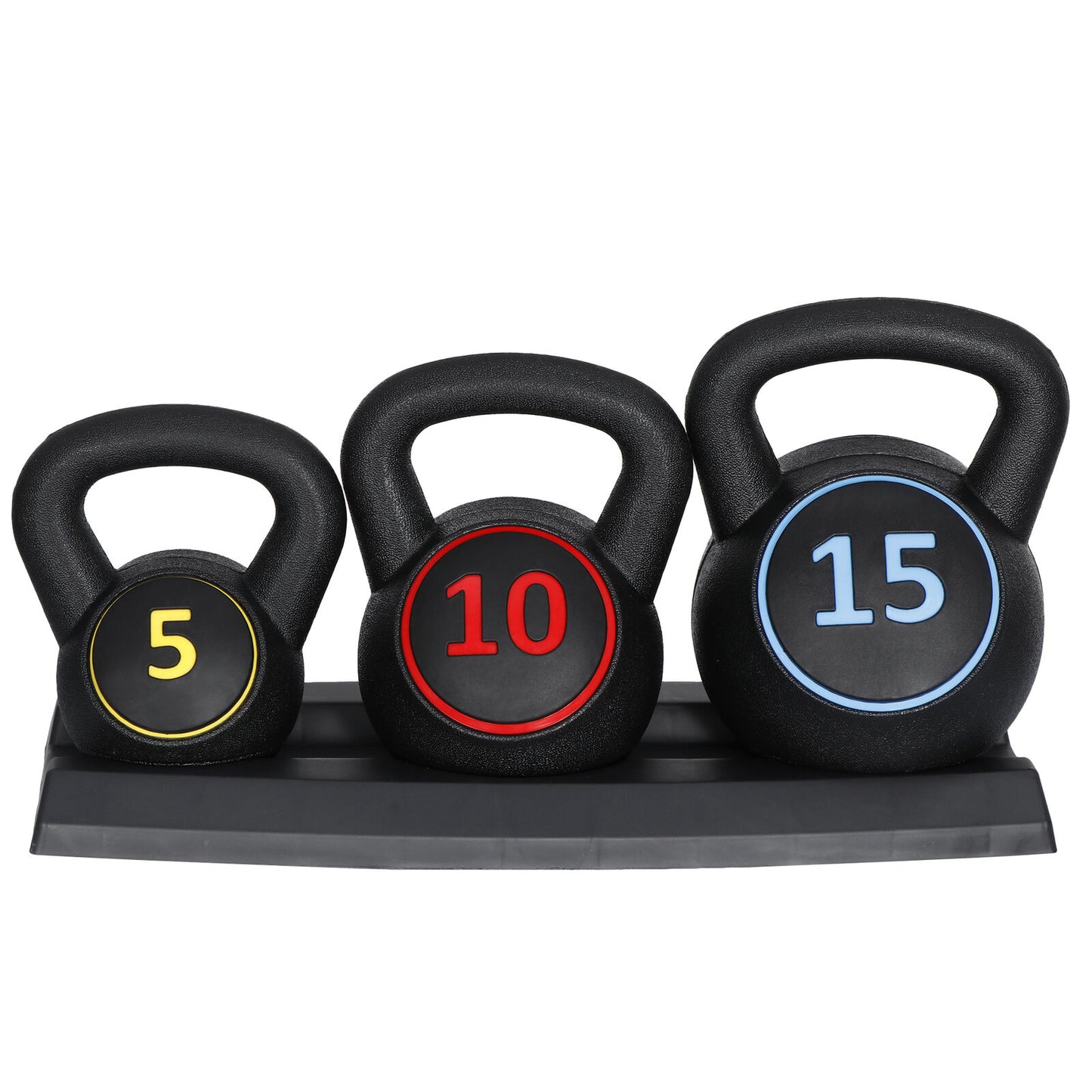 3-Piece Kettlebell Set with Storage Rack 5Lb 10Lb 15Lb Weight for Home Gym