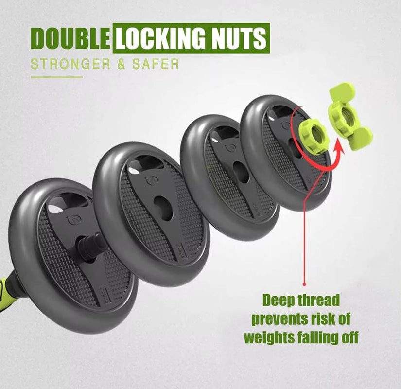 Emza Fitness Adjustable Dumbbells, Barbell, Kettlebell, and Push-Up Stand with Upgraded Ab Wheel - Available in 22Lb, 33Lb, 44Lb, 66Lb, and 88Lb (10Kg to 40Kg) - Versatile Home Gym Equipment for Men and Women