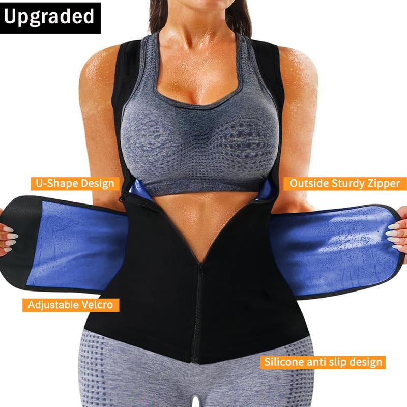 Women'S Adjustable Velcro Sauna Tank Top, Tummy Control Shapewear Sleeveless Sauna Suit Waist Trainer Vest Shirt for Women, Workout Gym Exercise Clothing, Gym Clothes, Gym Wear, Fajas Para Mujer, Women Sportswear Activewear Womenswear Athletic