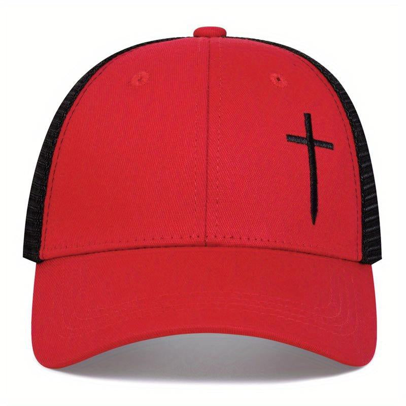 Men Arrow Cross Embroidered Baseball Cap Mesh Hat Outdoor Sport Adjustable Sunscreen Leisure Hat Spring Autumn Travel Tourism Beach Vacation