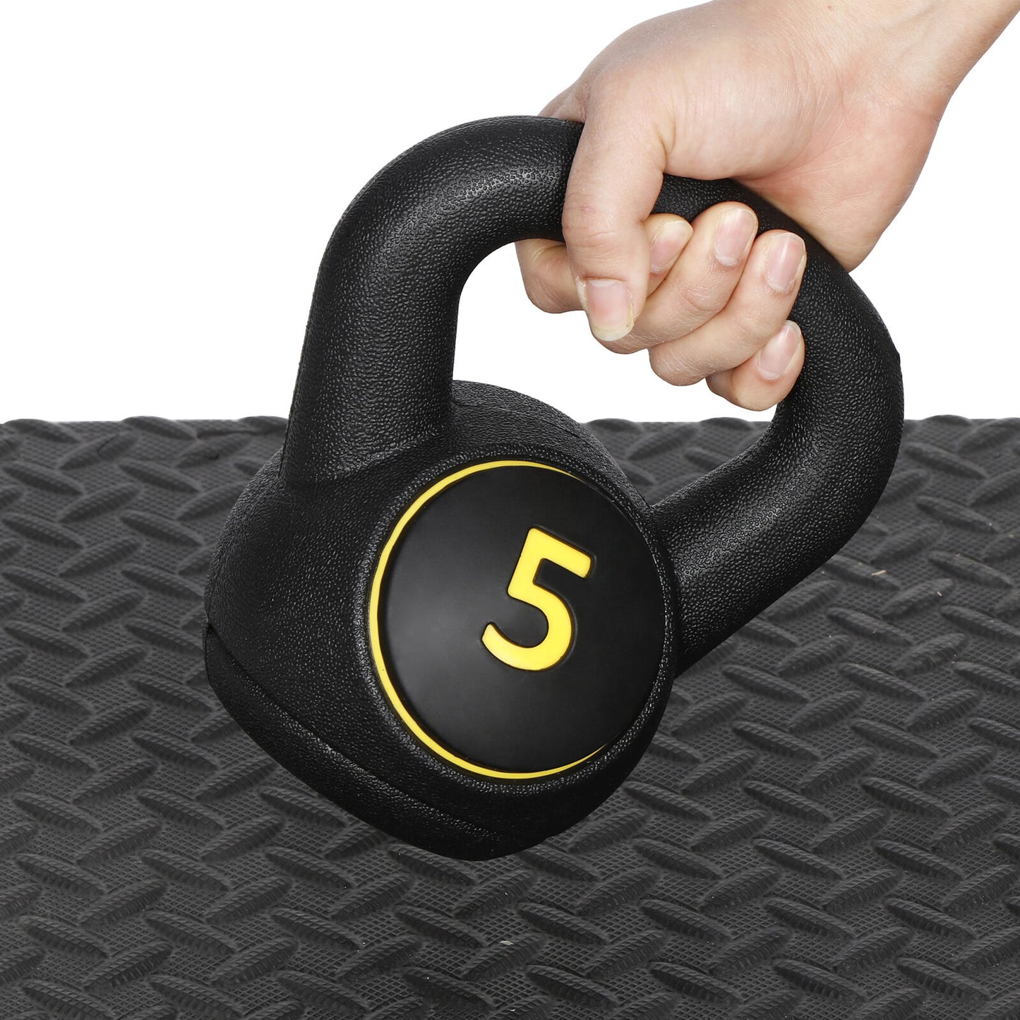 3-Piece Kettlebell Set with Storage Rack 5Lb 10Lb 15Lb Weight for Home Gym