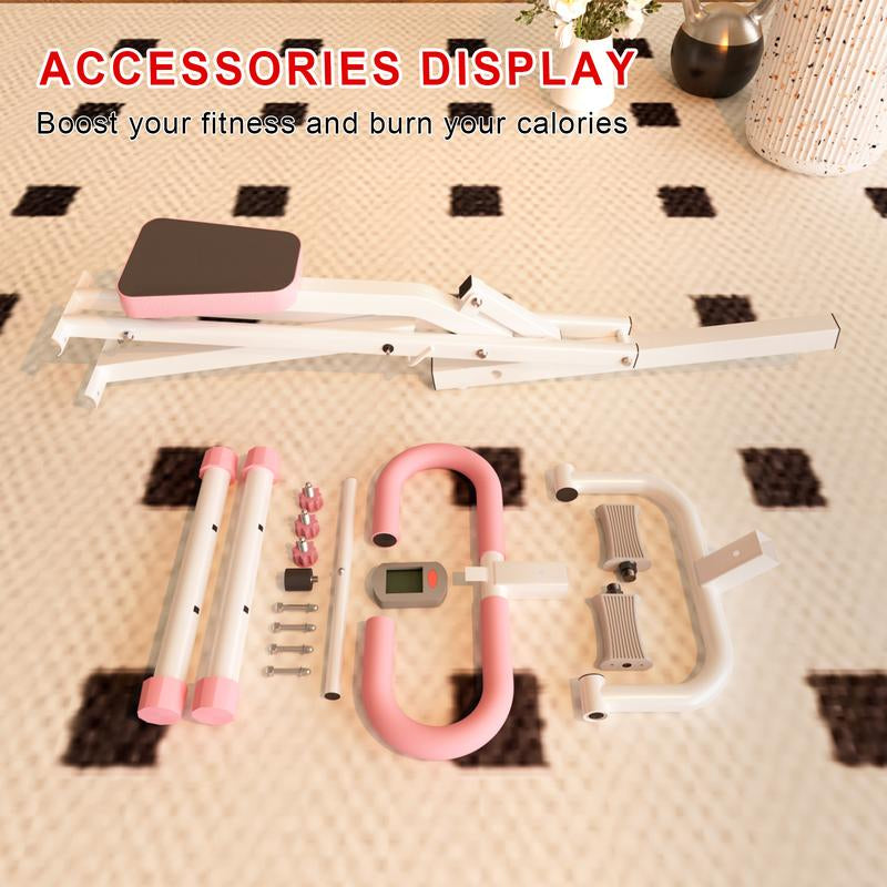 Squat Machine Glutes Workout Adjustable Resistance Foldable Rowing Machine Leg Exercise Machine with 250LBS Weight Capacity for Butt Thighs Ab Back Leg Press Hip Thrust Core Training and Full Body Fitness Home Exercise Equipment Outdoorfun