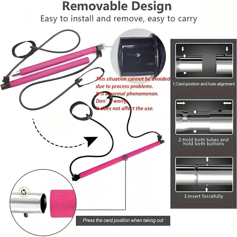 Portable Pilates Bar Kit, 7 Counts/Set Pilates Bar & Jump Rope & Resistance Band & Storage Bag & Training Guide & Training Chart, Multifunctional Home Gym Kit