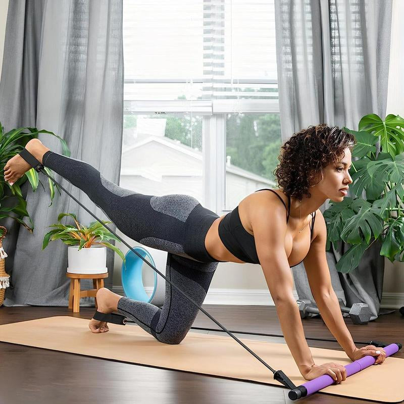 Portable Pilates Bar Kit, 7 Counts/Set Pilates Bar & Jump Rope & Resistance Band & Storage Bag & Training Guide & Training Chart, Multifunctional Home Gym Kit