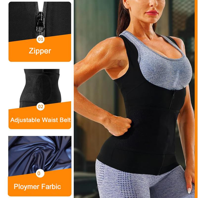 Women'S Adjustable Velcro Sauna Tank Top, Tummy Control Shapewear Sleeveless Sauna Suit Waist Trainer Vest Shirt for Women, Workout Gym Exercise Clothing, Gym Clothes, Gym Wear, Fajas Para Mujer, Women Sportswear Activewear Womenswear Athletic