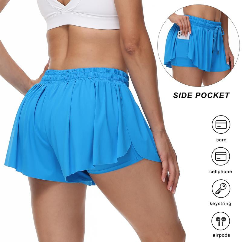 2 in 1 Flowy Sports Shorts for Women Gym Yoga Athletic Running Workout Biker Shorts Tennis Golf Skort Skirt Cute Clothes Casual Lounge Sweat Skirt Summer