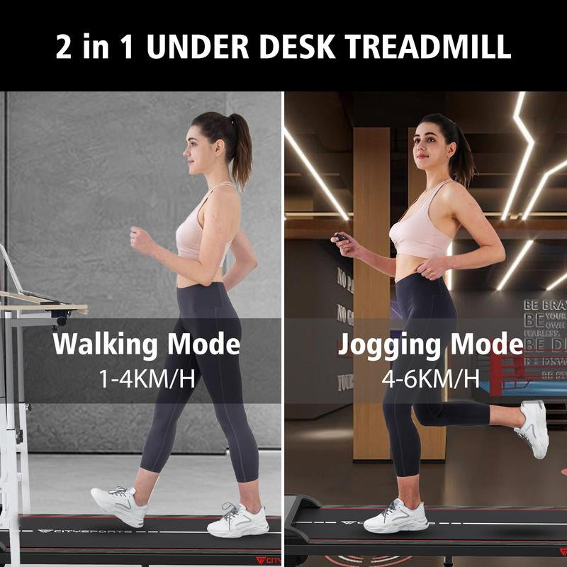 CITYSPORTS Portable under Desk Treadmill with Bluetooth Speakers, Low Noise Motor, Space Saving, Walking Pad, Multifunctional Display, Compact Design