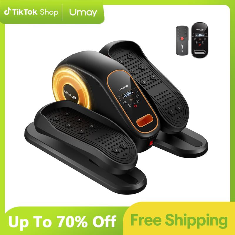 UMAY under Desk Elliptical Machine, Ellipse Leg Exerciser for Seniors, Quiet & Portable Electric Seated Eclipse Exercise Training Machine with Remote, 12 Level Speeds & Mute Function, Manual & Auto Mode