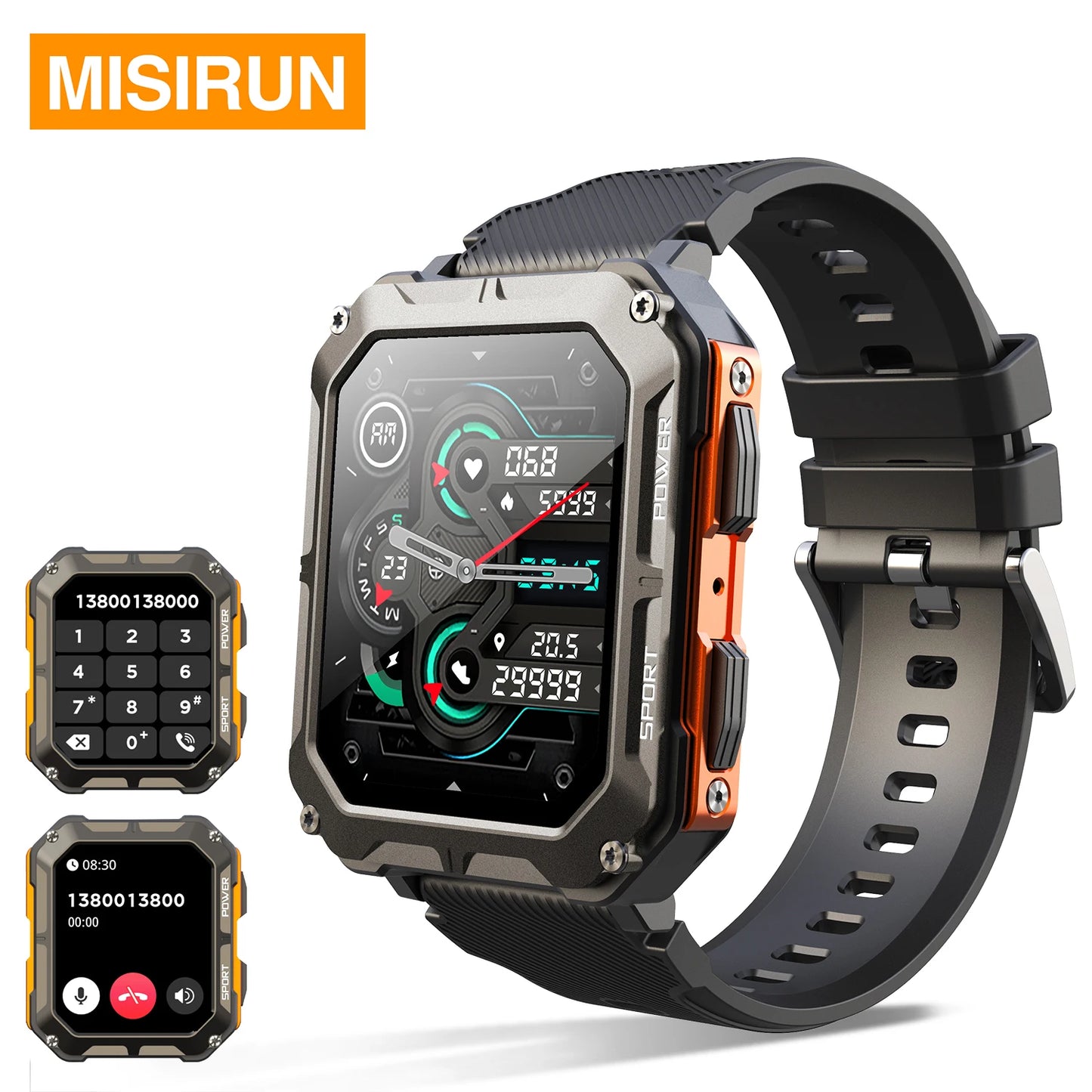 C20 Pro Smart Watch for Men with Voice Assistant, Bluetooth Wireless Calling, Business and Outdoor Sports Features, IP68 Waterproof, Compatible with Android and iOS