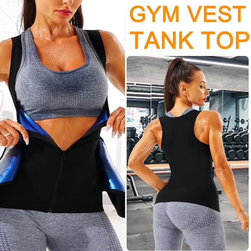 Women'S Adjustable Velcro Sauna Tank Top, Tummy Control Shapewear Sleeveless Sauna Suit Waist Trainer Vest Shirt for Women, Workout Gym Exercise Clothing, Gym Clothes, Gym Wear, Fajas Para Mujer, Women Sportswear Activewear Womenswear Athletic