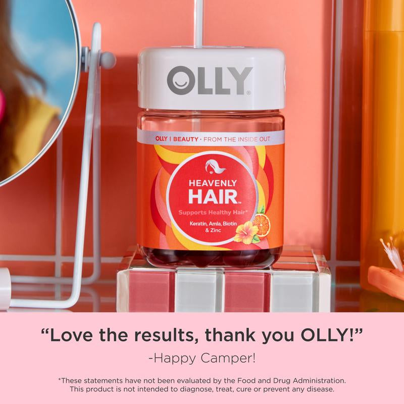 OLLY Heavenly Hair Gummy, Supports Healthy Hair, Keratin, Biotin, AMLA, Chewable Supplement, 30 Day Supply - 60 Count
