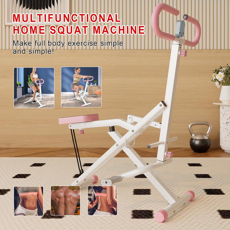 Squat Machine Glutes Workout Adjustable Resistance Foldable Rowing Machine Leg Exercise Machine with 250LBS Weight Capacity for Butt Thighs Ab Back Leg Press Hip Thrust Core Training and Full Body Fitness Home Exercise Equipment Outdoorfun