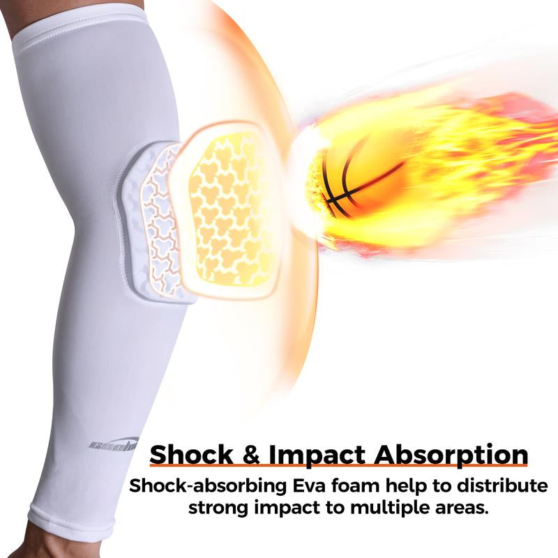COOLOMG Compression Arm Sleeve with Elbow Pad for Kids and Adults - Breathable Sports Gear, Quick Dry, Durable, Cushion for Muscle Relief