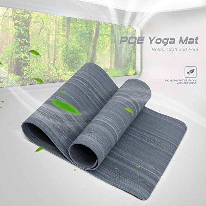 Tikaton 【Hot Yoga Mat Eco Friendly】High Density, Lasting Rebound POE Yoga Mat Exercise & Fitness Mat with Carrying Strap, 1/4 Inch, 72"L X 24"W Yoga