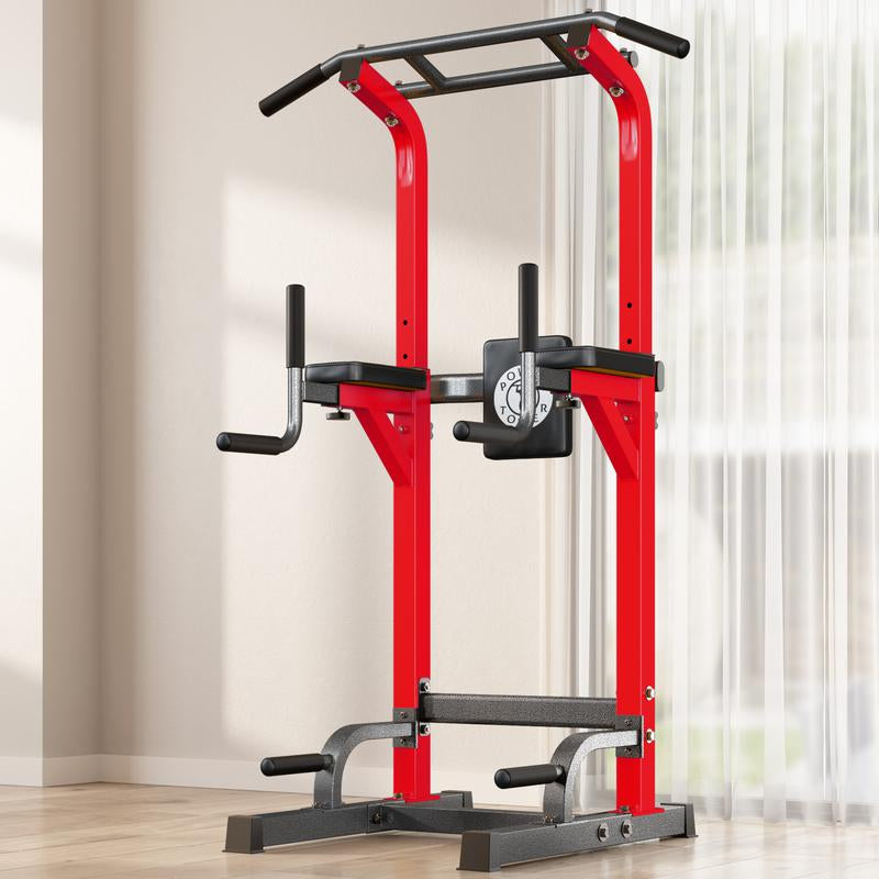 500 lb Capacity Adjustable Power Tower with Pull-Up Bar, Dip Stand, and 5-in-1 Strength Training Home Gym for All Skill Levels