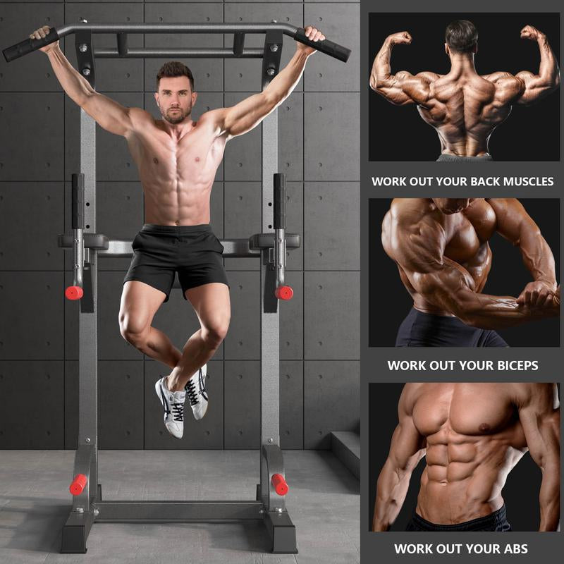 500 lb Capacity Adjustable Power Tower with Pull-Up Bar, Dip Stand, and 5-in-1 Strength Training Home Gym for All Skill Levels
