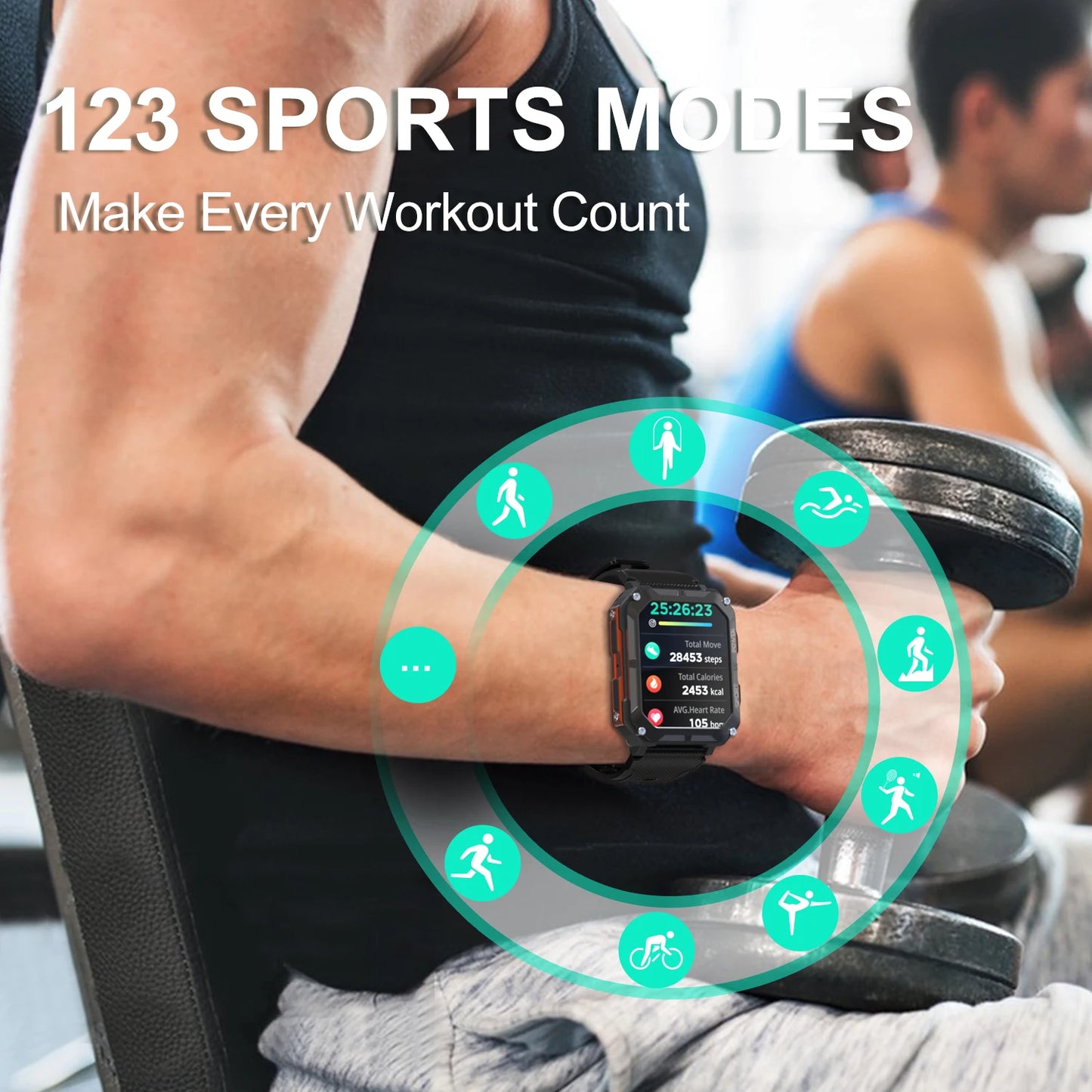 C20 Pro Smart Watch for Men with Voice Assistant, Bluetooth Wireless Calling, Business and Outdoor Sports Features, IP68 Waterproof, Compatible with Android and iOS