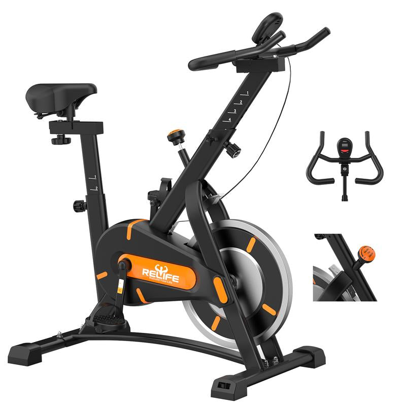 Indoor Cycling Bike Exercise Bike with LCD Monitor RELIFE REBUILD YOUR LIFE Adjustable Stationary Bike for Home Gym Cardio Workout Training Machine