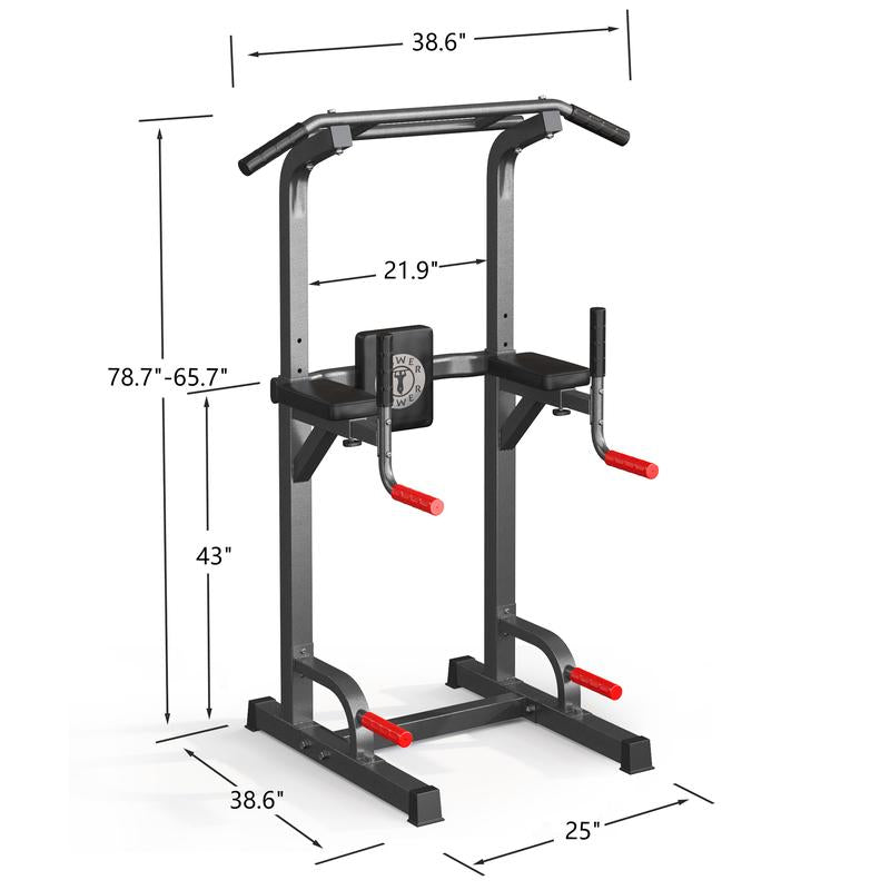500 lb Capacity Adjustable Power Tower with Pull-Up Bar, Dip Stand, and 5-in-1 Strength Training Home Gym for All Skill Levels