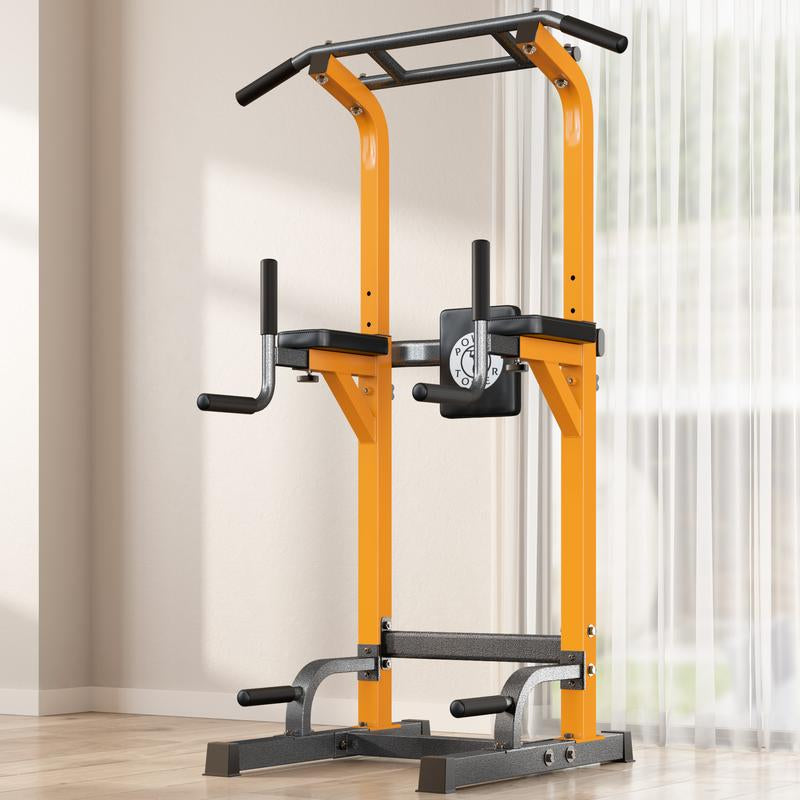 500 lb Capacity Adjustable Power Tower with Pull-Up Bar, Dip Stand, and 5-in-1 Strength Training Home Gym for All Skill Levels