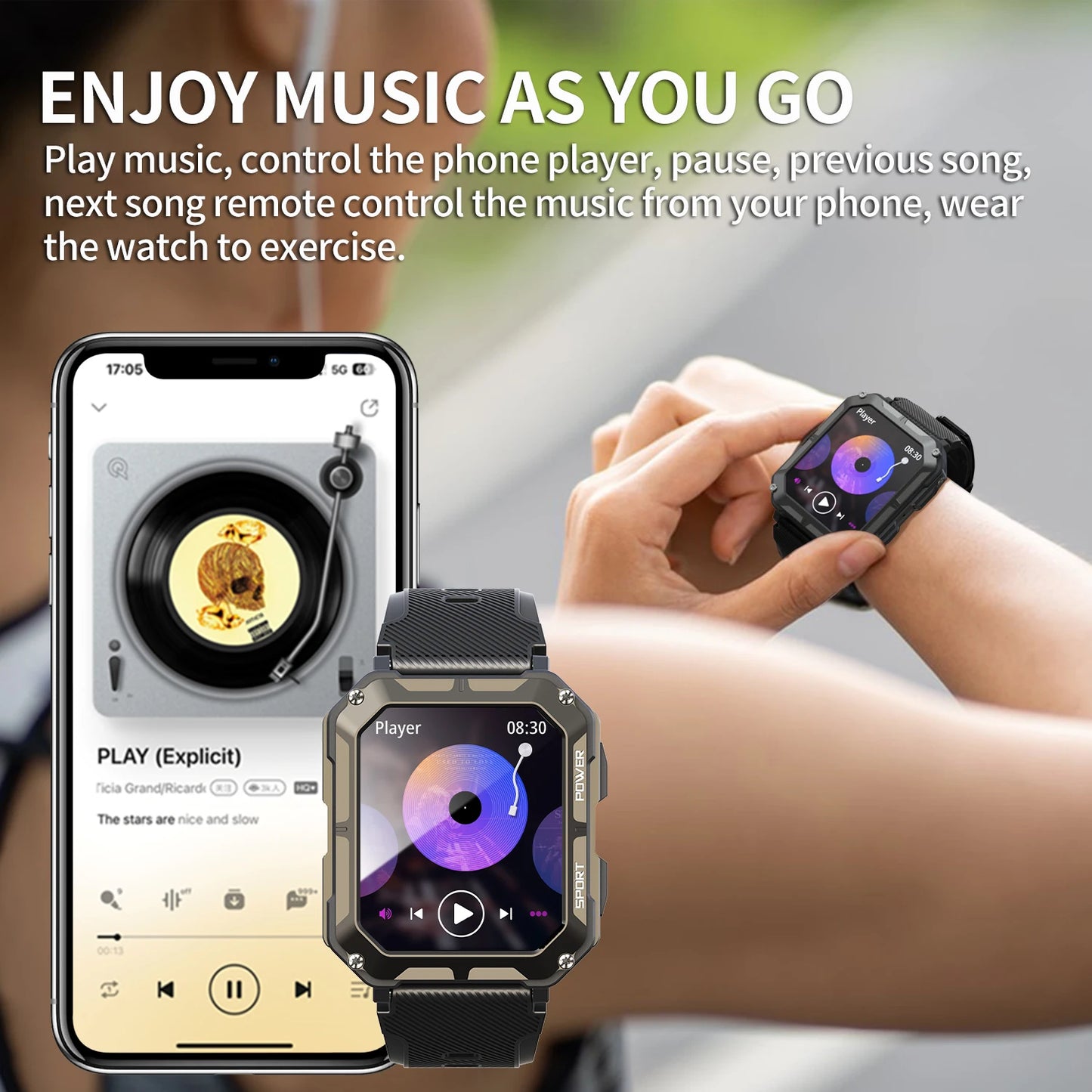 C20 Pro Smart Watch for Men with Voice Assistant, Bluetooth Wireless Calling, Business and Outdoor Sports Features, IP68 Waterproof, Compatible with Android and iOS