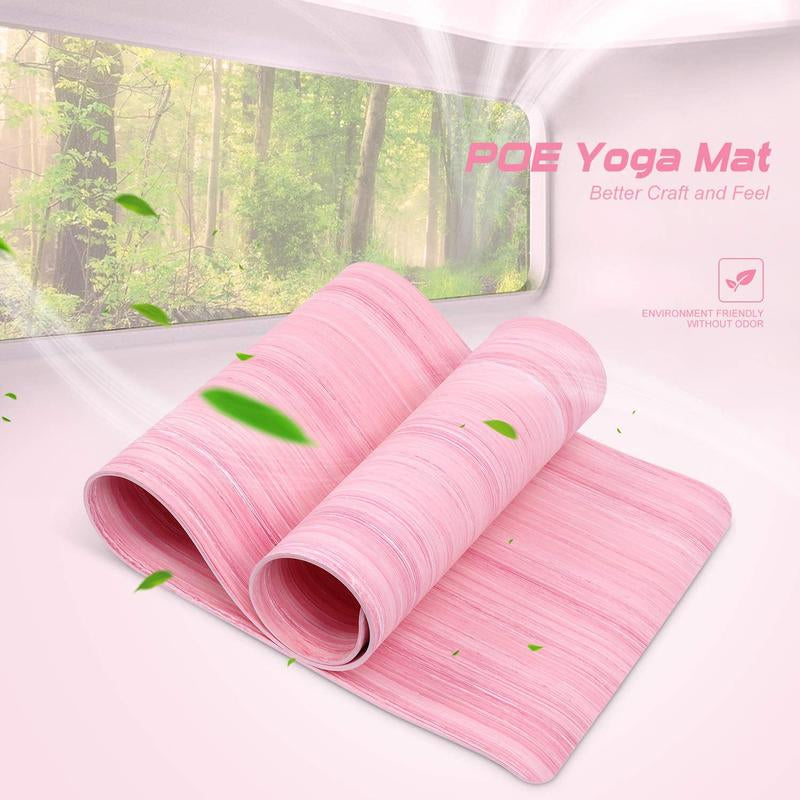 Tikaton 【Hot Yoga Mat Eco Friendly】High Density, Lasting Rebound POE Yoga Mat Exercise & Fitness Mat with Carrying Strap, 1/4 Inch, 72"L X 24"W Yoga