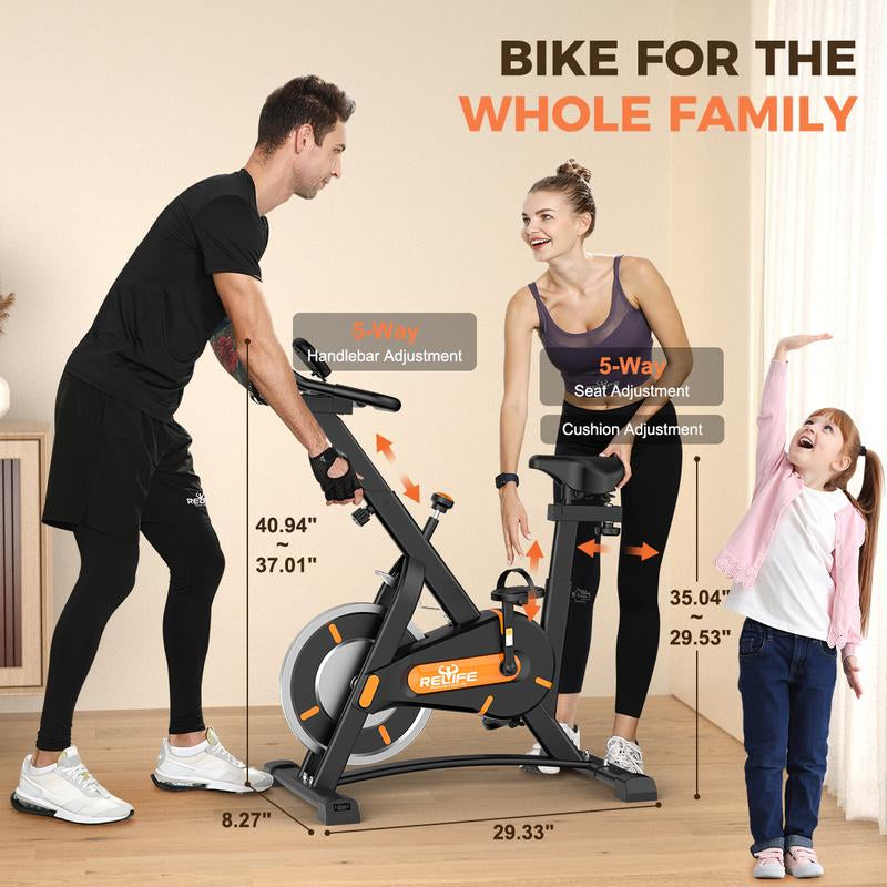 Indoor Cycling Bike Exercise Bike with LCD Monitor RELIFE REBUILD YOUR LIFE Adjustable Stationary Bike for Home Gym Cardio Workout Training Machine