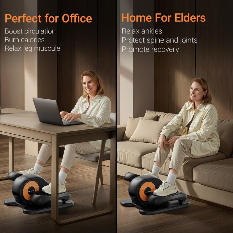 UMAY under Desk Elliptical Machine, Ellipse Leg Exerciser for Seniors, Quiet & Portable Electric Seated Eclipse Exercise Training Machine with Remote, 12 Level Speeds & Mute Function, Manual & Auto Mode