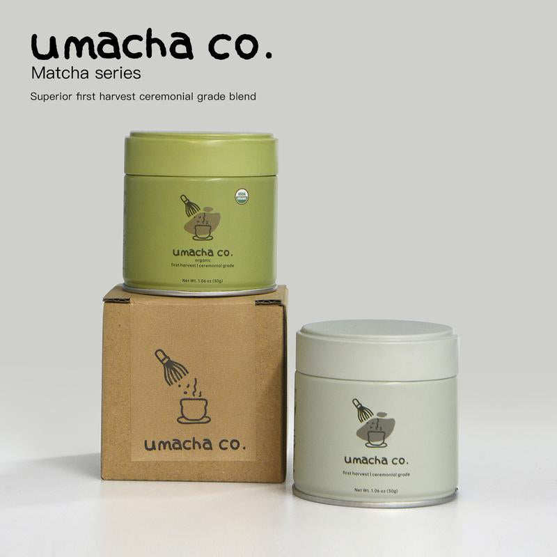 Umacha Co. Organic First Harvest Ceremonial Matcha 30G USDA Certified Ceremonial Grade Antioxidant-Rich Superfood Green Tea Powder Beverage
