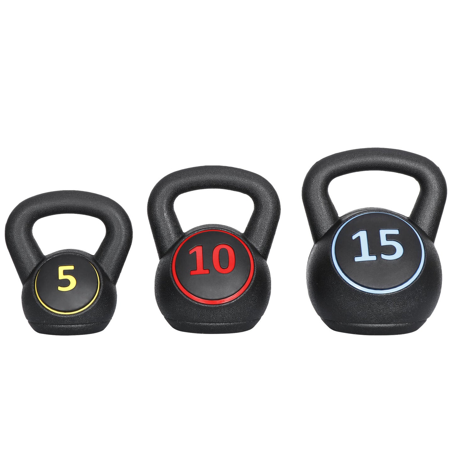 3-Piece Kettlebell Set with Storage Rack 5Lb 10Lb 15Lb Weight for Home Gym