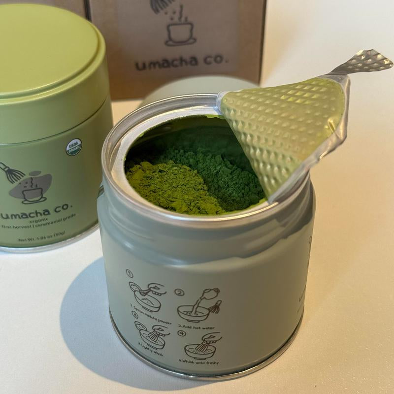 Umacha Co. Organic First Harvest Ceremonial Matcha 30G USDA Certified Ceremonial Grade Antioxidant-Rich Superfood Green Tea Powder Beverage