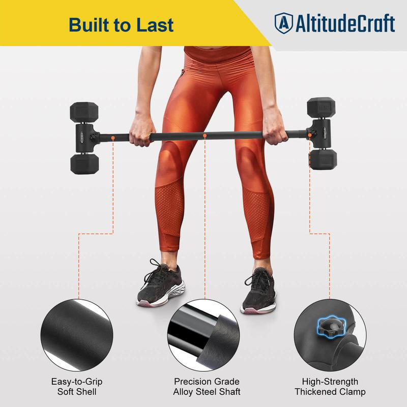 Altitudecraft Dumbbell-Barbell Converter Kit – 200 Lb Capacity Fitness Equipment for Weight Training & Home Gym Workouts