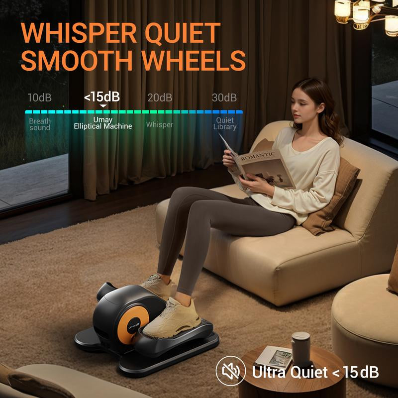 UMAY under Desk Elliptical Machine, Ellipse Leg Exerciser for Seniors, Quiet & Portable Electric Seated Eclipse Exercise Training Machine with Remote, 12 Level Speeds & Mute Function, Manual & Auto Mode