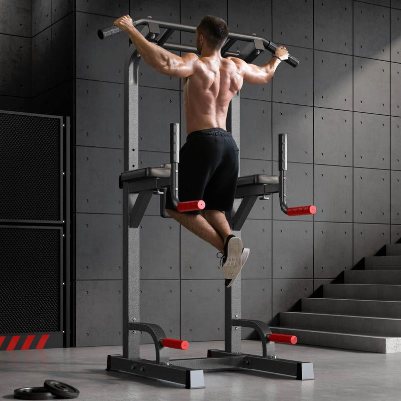 500 lb Capacity Adjustable Power Tower with Pull-Up Bar, Dip Stand, and 5-in-1 Strength Training Home Gym for All Skill Levels