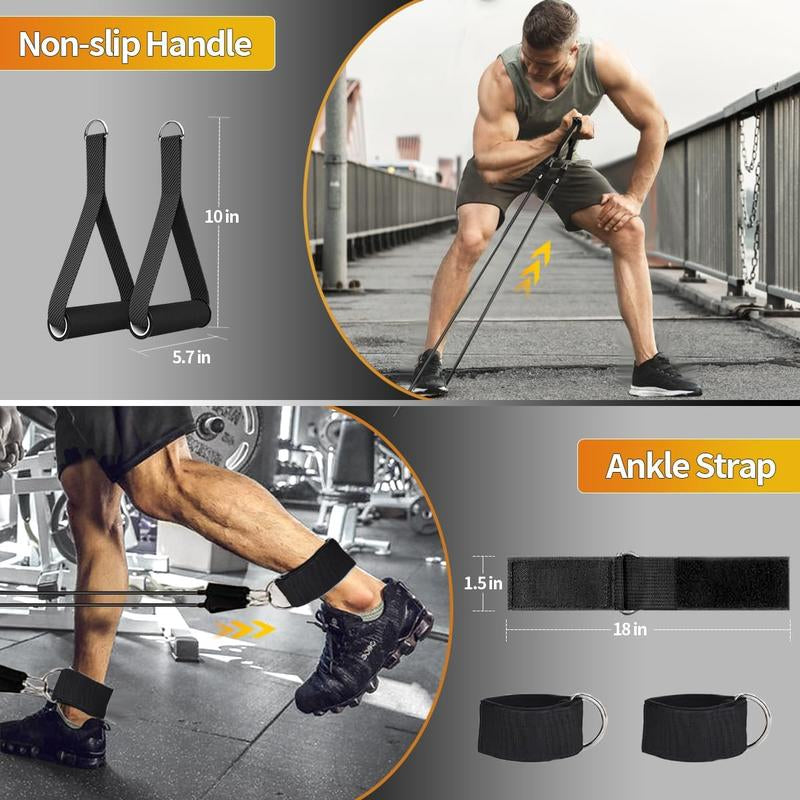 Exercise Bands,Resistance Bands with Handle,Work Out Bands with Handles,Home Gym Equipment Workout Bands for Full-Body Toning Molar Hand Grip Strengthener Trainer Exerciser Stretching Gear Dealsforyoudays