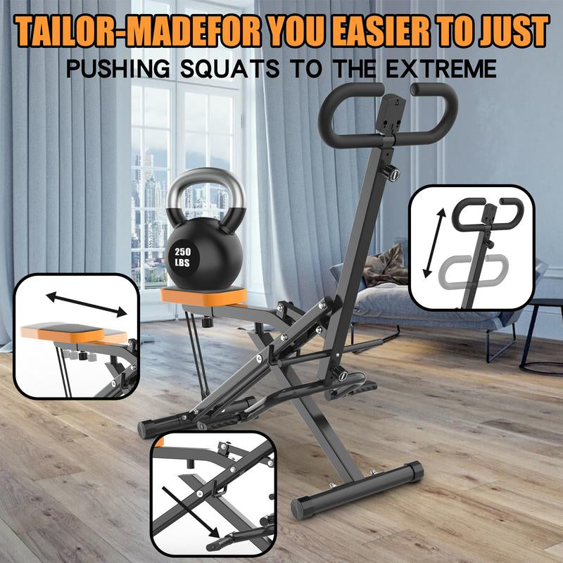 Squat Machine for Home,Ride & Rowingmachine for Botty Glutes Butt Thighs,330Lbs Foldable,Rodeocore Exercise Machine,Abback/Leg Press Hip Thrust