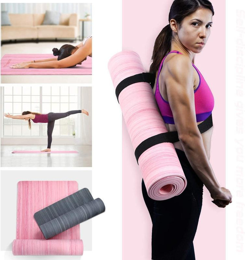 Tikaton 【Hot Yoga Mat Eco Friendly】High Density, Lasting Rebound POE Yoga Mat Exercise & Fitness Mat with Carrying Strap, 1/4 Inch, 72"L X 24"W Yoga