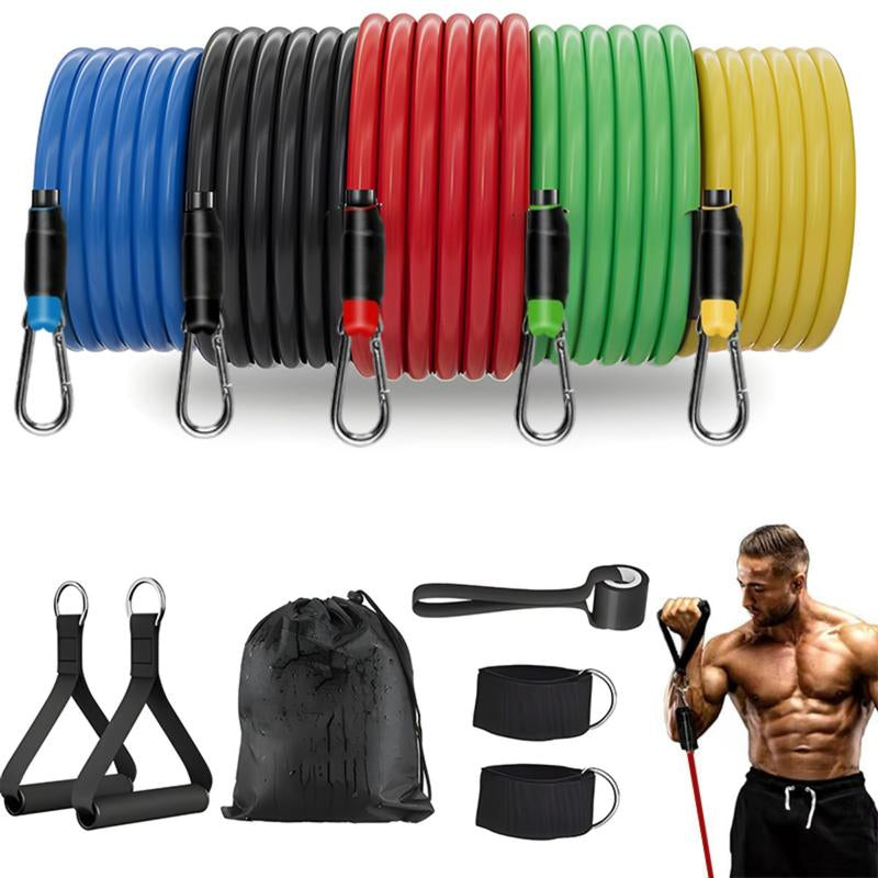 Exercise Bands,Resistance Bands with Handle,Work Out Bands with Handles,Home Gym Equipment Workout Bands for Full-Body Toning Molar Hand Grip Strengthener Trainer Exerciser Stretching Gear Dealsforyoudays