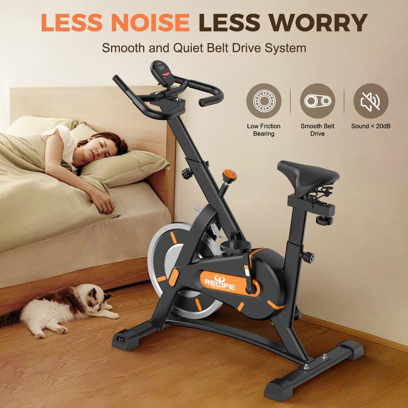 Indoor Cycling Bike Exercise Bike with LCD Monitor RELIFE REBUILD YOUR LIFE Adjustable Stationary Bike for Home Gym Cardio Workout Training Machine