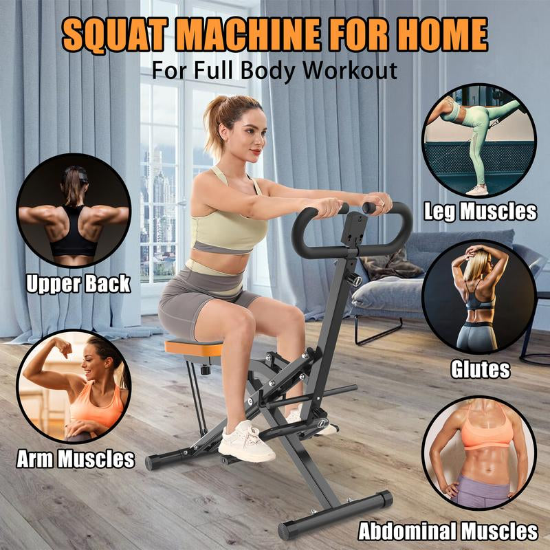 Squat Machine for Home,Ride & Rowingmachine for Botty Glutes Butt Thighs,330Lbs Foldable,Rodeocore Exercise Machine,Abback/Leg Press Hip Thrust