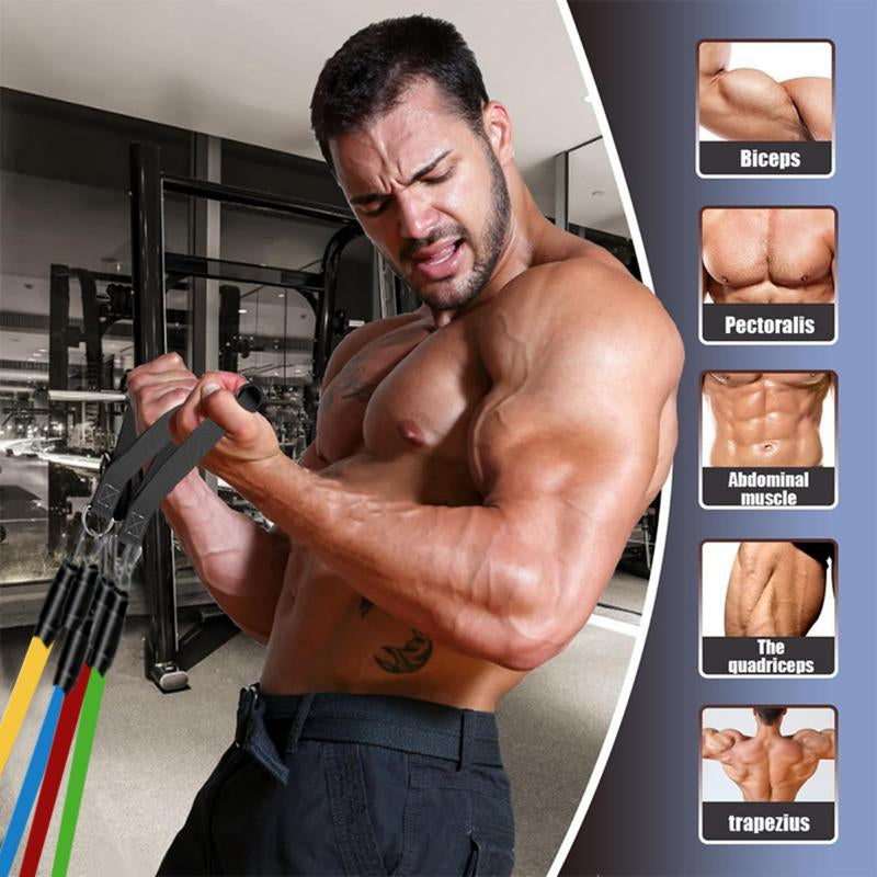 Exercise Bands,Resistance Bands with Handle,Work Out Bands with Handles,Home Gym Equipment Workout Bands for Full-Body Toning Molar Hand Grip Strengthener Trainer Exerciser Stretching Gear Dealsforyoudays
