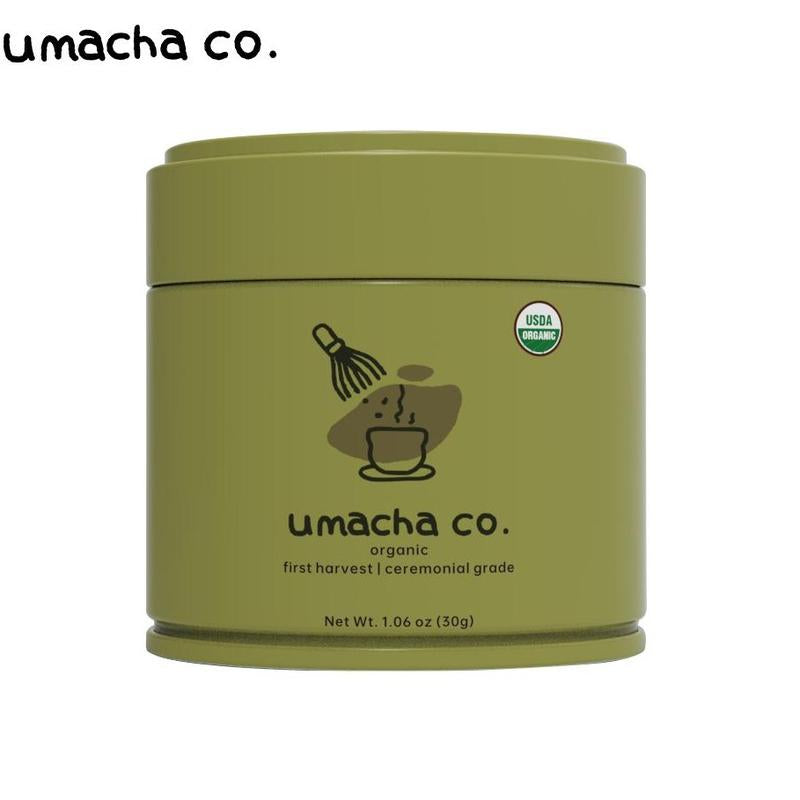 Umacha Co. Organic First Harvest Ceremonial Matcha 30G USDA Certified Ceremonial Grade Antioxidant-Rich Superfood Green Tea Powder Beverage