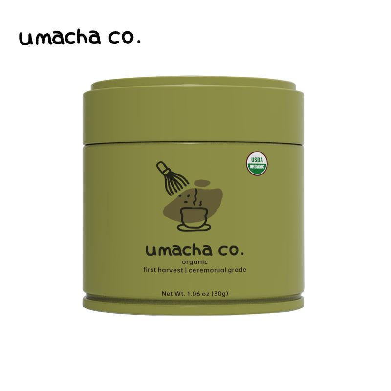 Umacha Co. Organic First Harvest Ceremonial Matcha 30G USDA Certified Ceremonial Grade Antioxidant-Rich Superfood Green Tea Powder Beverage
