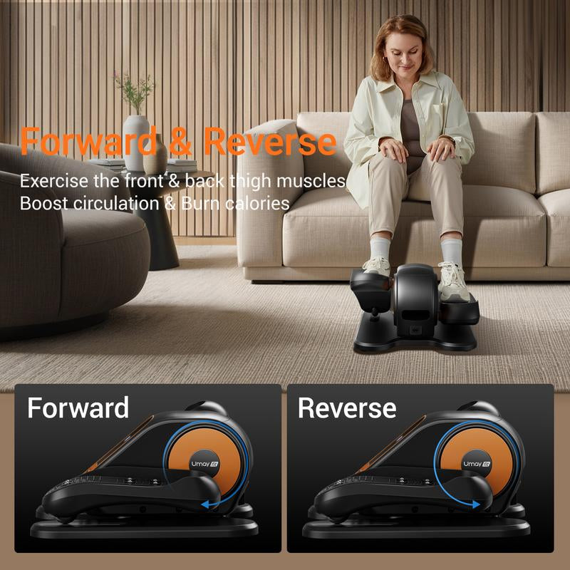 UMAY under Desk Elliptical Machine, Ellipse Leg Exerciser for Seniors, Quiet & Portable Electric Seated Eclipse Exercise Training Machine with Remote, 12 Level Speeds & Mute Function, Manual & Auto Mode