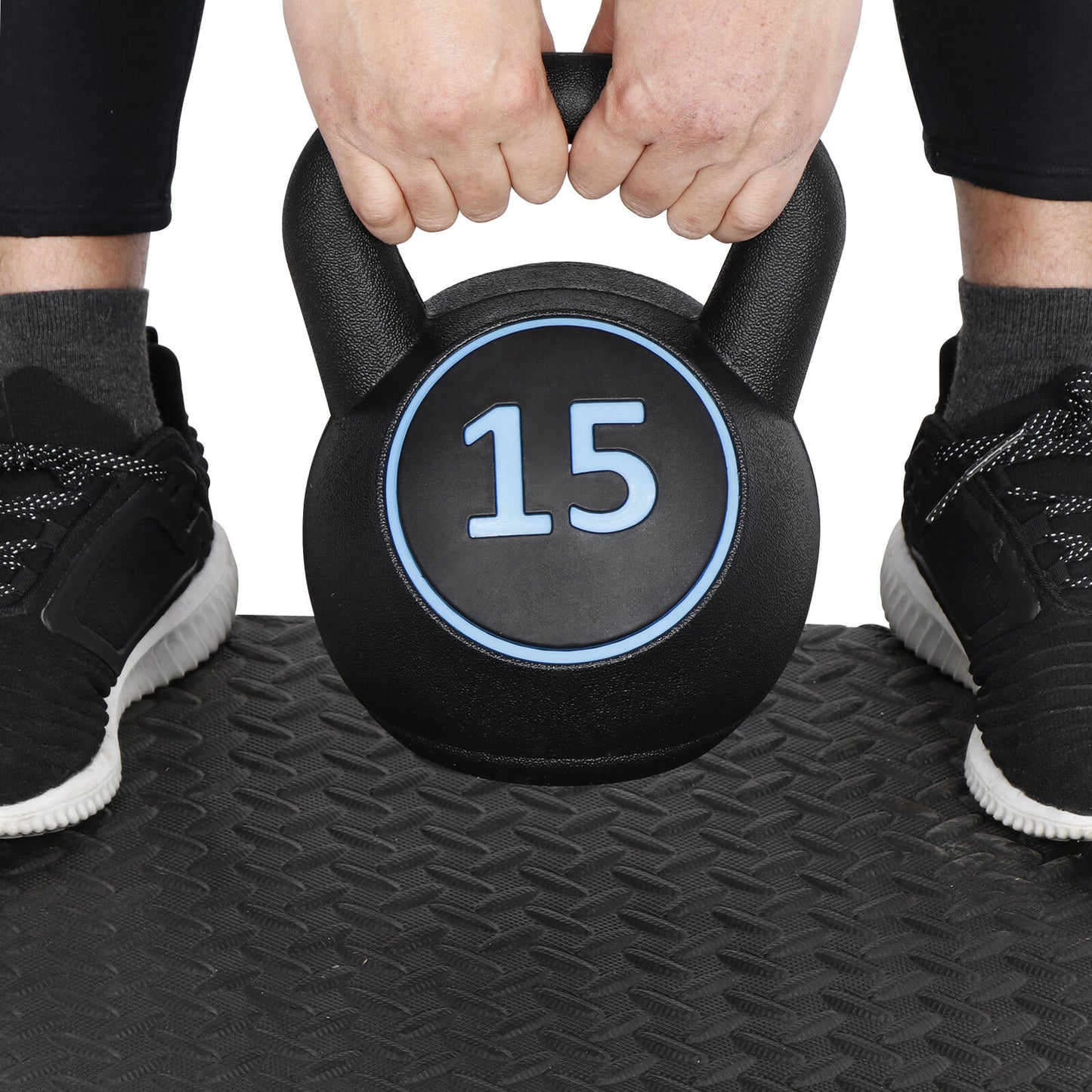 3-Piece Kettlebell Set with Storage Rack 5Lb 10Lb 15Lb Weight for Home Gym
