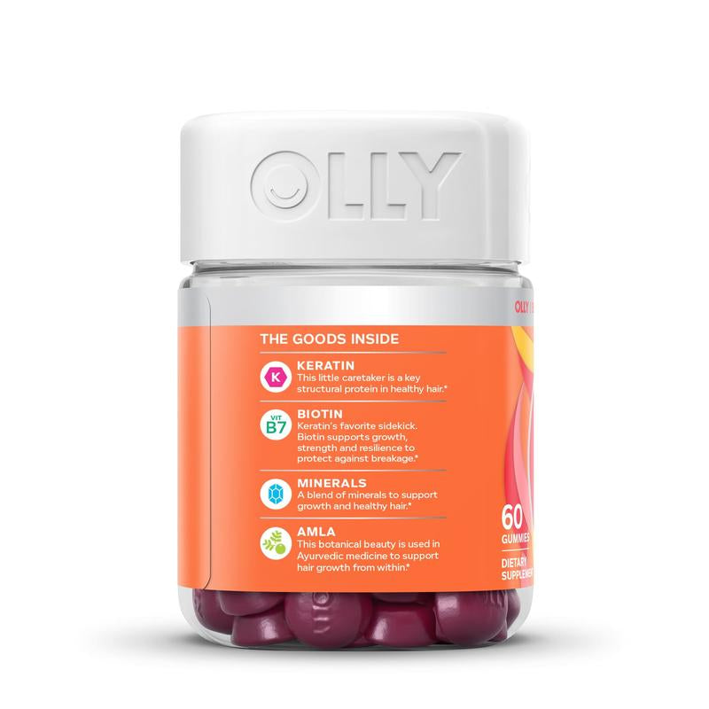 OLLY Heavenly Hair Gummy, Supports Healthy Hair, Keratin, Biotin, AMLA, Chewable Supplement, 30 Day Supply - 60 Count