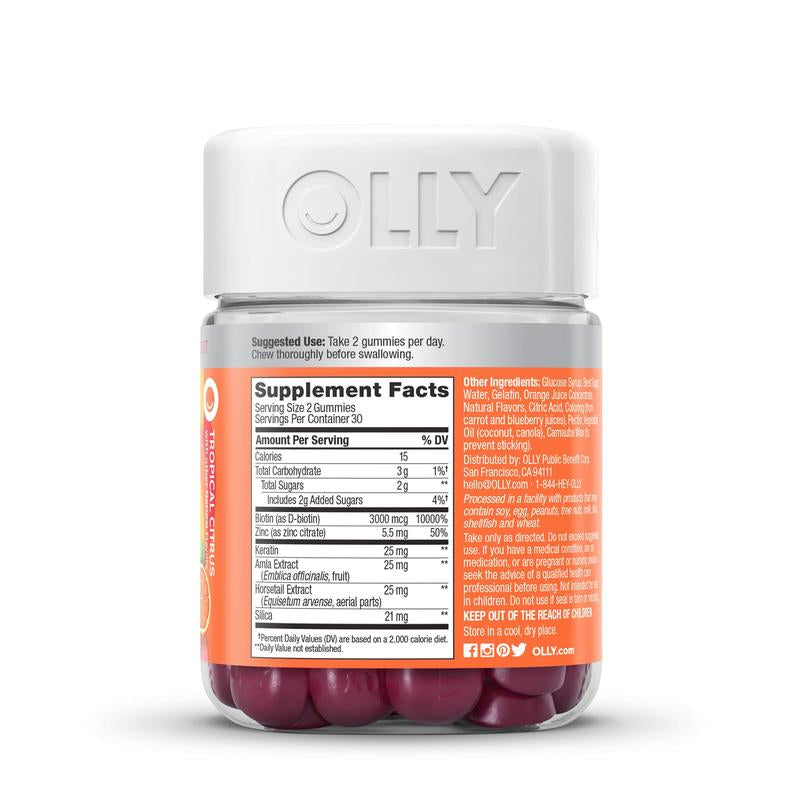 OLLY Heavenly Hair Gummy, Supports Healthy Hair, Keratin, Biotin, AMLA, Chewable Supplement, 30 Day Supply - 60 Count
