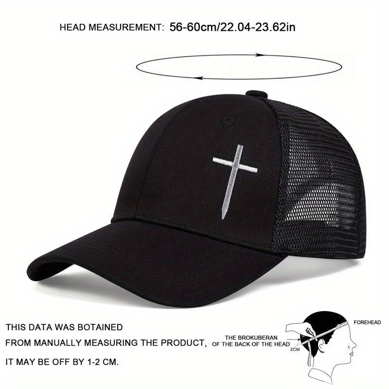 Men Arrow Cross Embroidered Baseball Cap Mesh Hat Outdoor Sport Adjustable Sunscreen Leisure Hat Spring Autumn Travel Tourism Beach Vacation