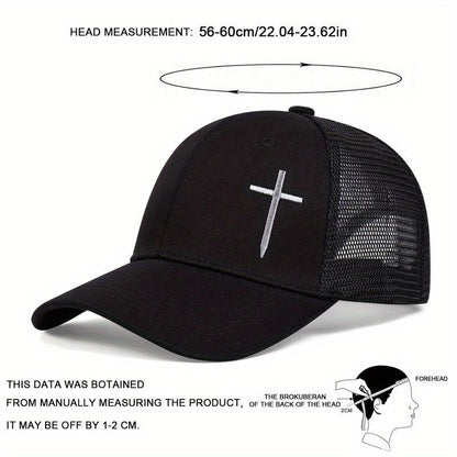 Men Arrow Cross Embroidered Baseball Cap Mesh Hat Outdoor Sport Adjustable Sunscreen Leisure Hat Spring Autumn Travel Tourism Beach Vacation