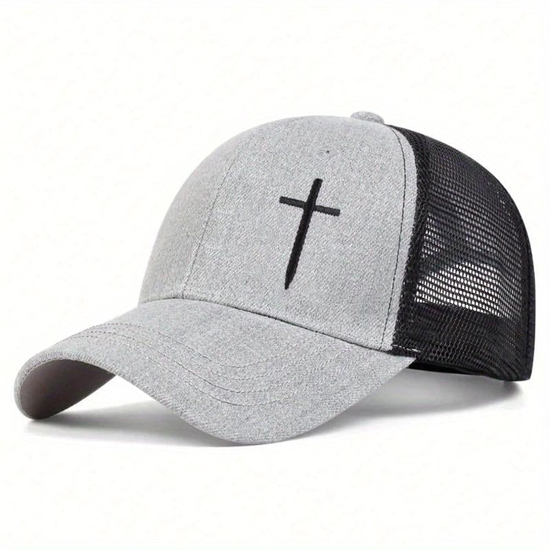 Men Arrow Cross Embroidered Baseball Cap Mesh Hat Outdoor Sport Adjustable Sunscreen Leisure Hat Spring Autumn Travel Tourism Beach Vacation